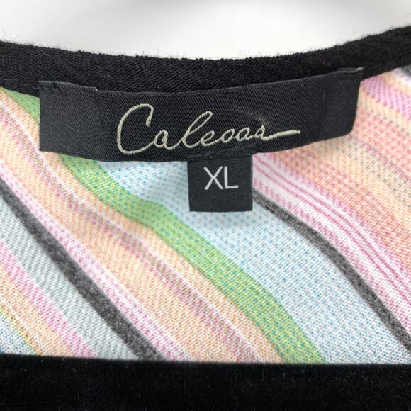 SOLD Calessa Boho Patterned Long Sleeve Top Womens Size XL Multicolor Tie Neck - Picture 6 of 7